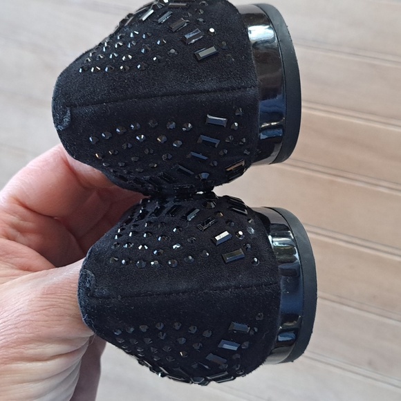 Donald J Pliner Black Embellished D'Orsay Flats Dressy Classy Pointy Toe Sparkly - Picture 4 of 9